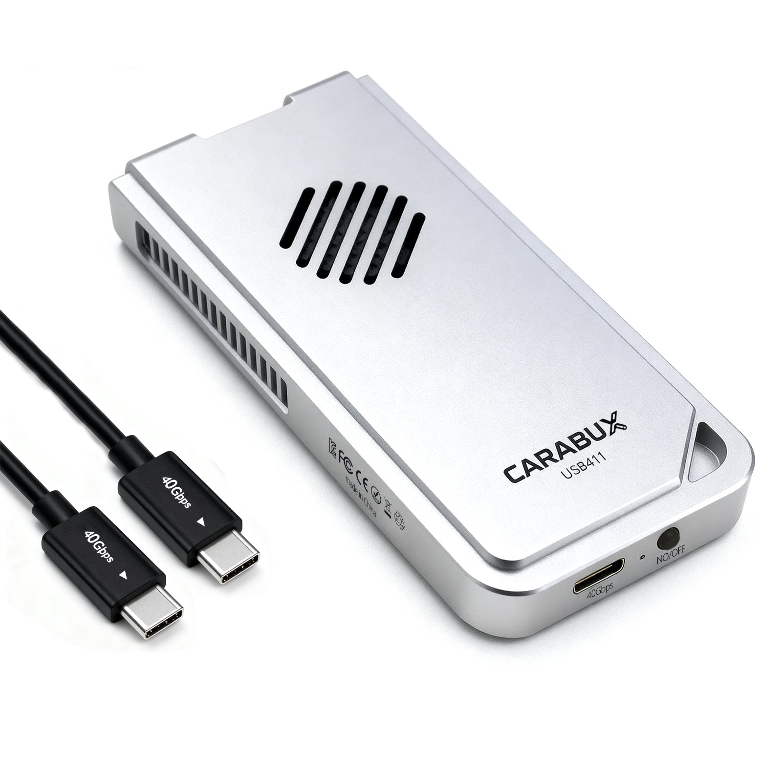 Carabux USB4 Thunderbolt Enclosure With Cooling Fan - Tool-Free 40Gbps SSD Case for M.2 2280 NVMe Drives